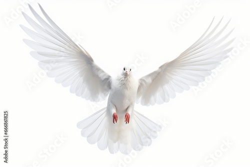 White Dove freedom Wings of Liberty sides are flying isolated on white background. This has clipping path. : Generative AI