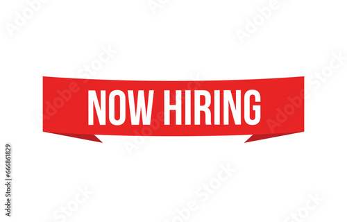 Free Download now hiring red vector banner illustration isolated on white background - GFXLoad