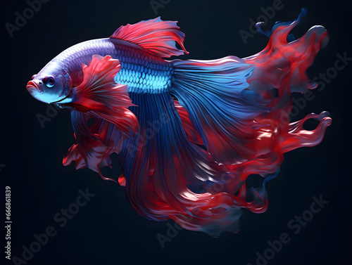 Capture the moving moment of blue siamese fighting fish on black background. colorful Betta fish.