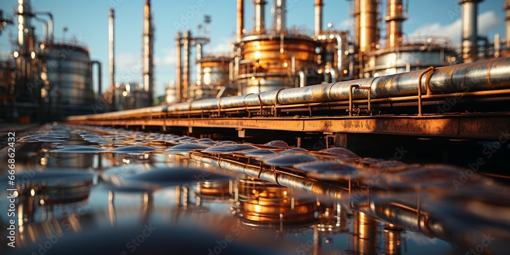 Close up industrial view,A equipment of oil refining,Oil and gas refinery area. : Generative AI Close up industrial view,A equipment of oil refining,Oil and gas refinery area. : Generative AI