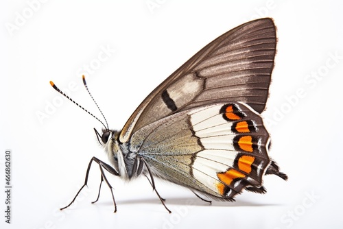White M hairstreak butterfly Isolated on white background side profile view   Generative AI