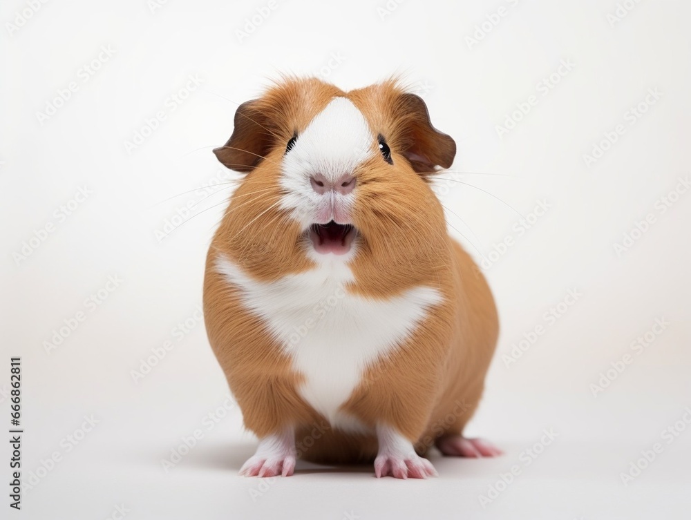 funny guinea pig smiling on white background : Generative AI funny guinea pig smiling on white background : Generative AI