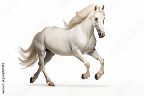 white andalusian horse stallion isolated on white background   Generative AI