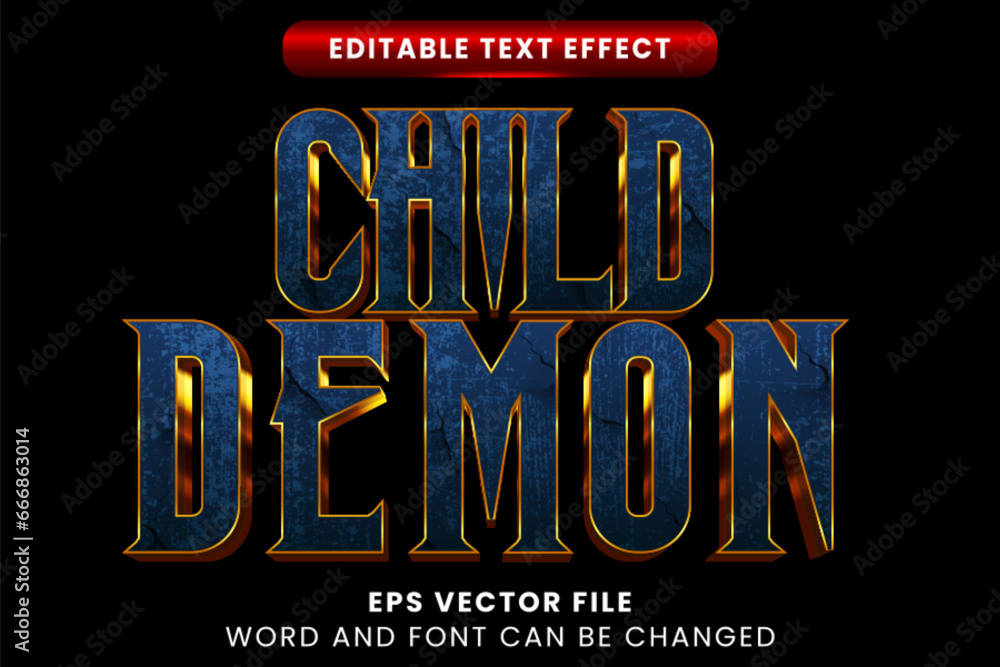 Child demon 3d editable vector text effect