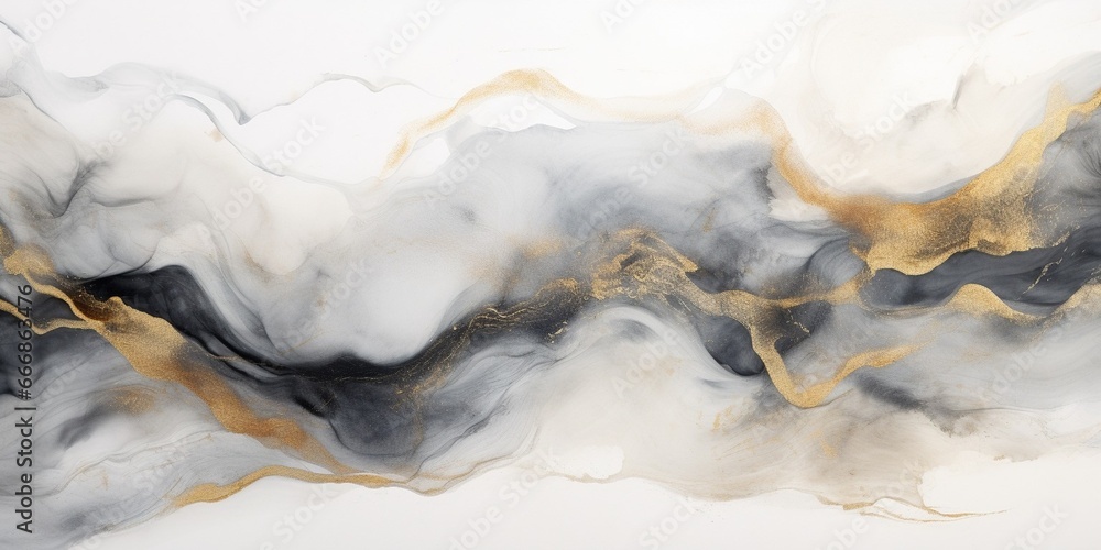 Abstract grey art with gold — marble background with beautiful smudges and stains made with alcohol ink and golden pigment. Black and white fluid texture resembles marble, watercolor o : Generative AI Abstract grey art with gold — marble background with beautiful smudges and stains made with alcohol ink and golden pigment. Black and white fluid texture resembles marble, watercolor o : Generative AI