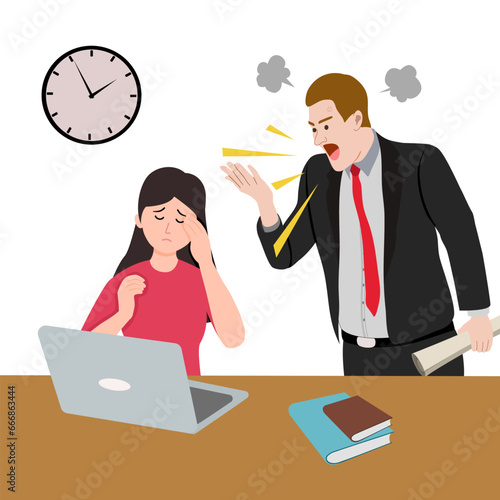 Boss or business leader feeling angry and blames his employee.