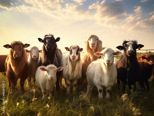 Lots of farm animals on the pasture : Generative AI