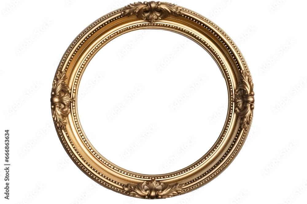 Antique gold oval frame isolated on transparent background for art display Antique gold oval frame isolated on transparent background for art display