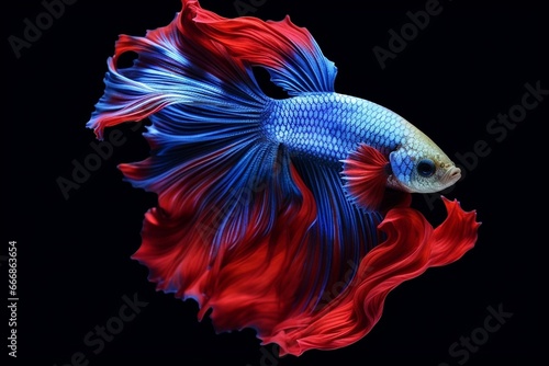 siamese fighting fish isolated. Colorful beautiful fish on white background : Generative AI