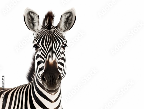 Beautiful zebra isolated over white background. Concept of animal  travel  zoo  wildlife protection  lifestyle   Generative AI