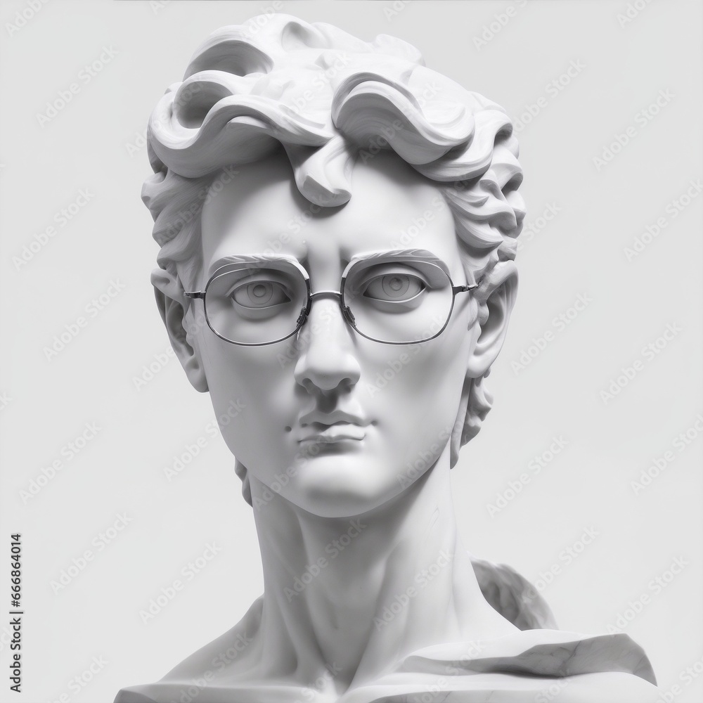 statue of David's head with glasses Generative AI statue of David's head with glasses Generative AI