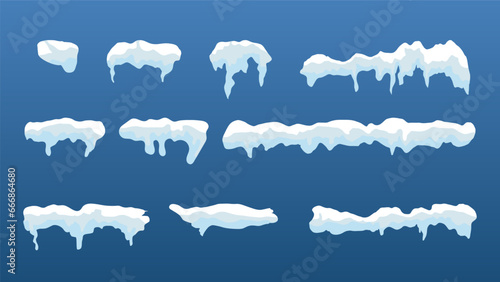Ice snow cap vector collection set in winter seasons isolated on white background , Vector illustration EPS 10