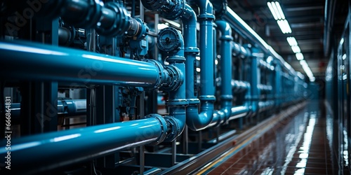 Fotomurale PVC pipeline an industrial city water treatment boiler room