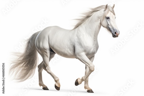 white andalusian horse stallion isolated on white background   Generative AI