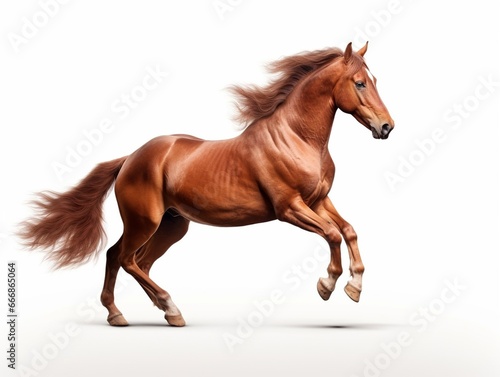 A red horse in contour light is trotting freely.   Generative AI