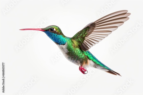 Broad Billed Hummingbird on a pure white background. Using different backgrounds the bird becomes more interesting and can easily be isolated for a project. These birds are native to M : Generative AI © Generative AI