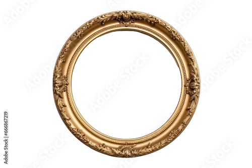 Antique gold oval frame isolated on transparent background for art display generative ai