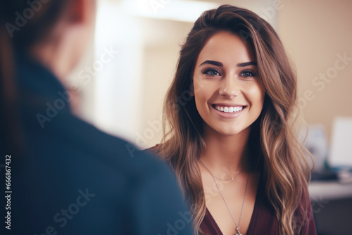 A female psychologist talking to patient