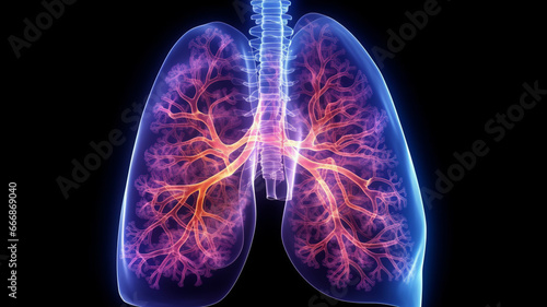 A male lung cancer biopsy respiratory system in x-ray.