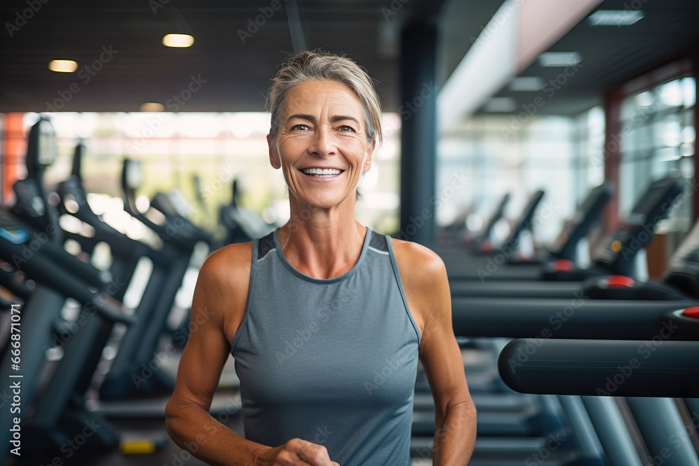active Mature woman working out at the gym, generative ai active Mature woman working out at the gym, generative ai