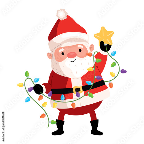 santa claus with christmas lights