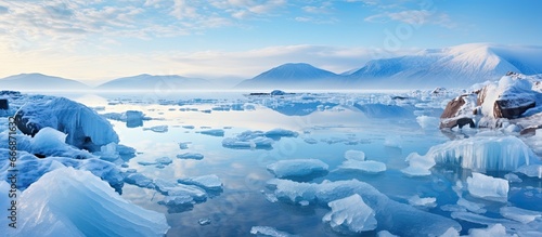 Winter Lake Baikal covered in frost and ice