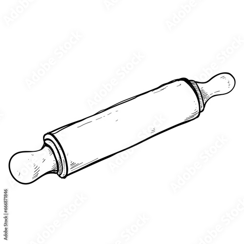 rolling pin bakery hand drawn