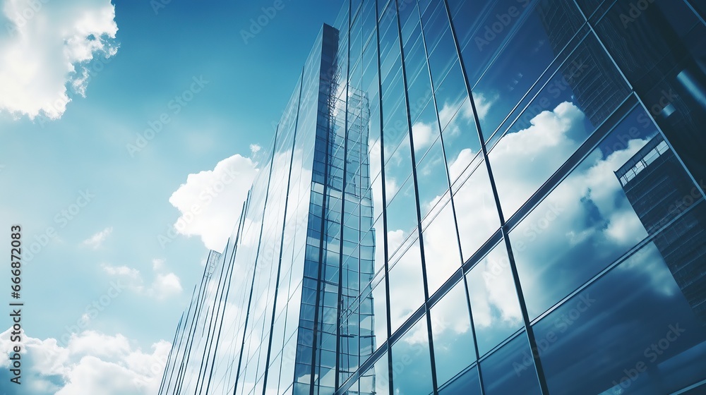 Skyline financial district, CBD urban cityscape and blue sky reflection Skyline financial district, CBD urban cityscape and blue sky reflection