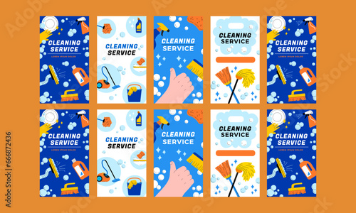 cleaning service social media stories template vector design