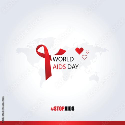 World Aids Day Social Media Concept Vector Illustration With Ribbon And Globe
