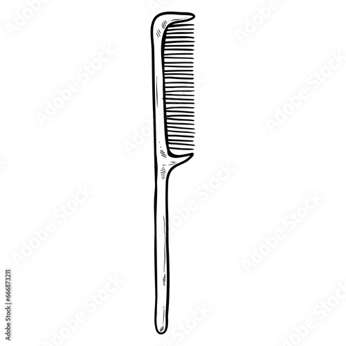 hair comb handdrawn textured illustration 