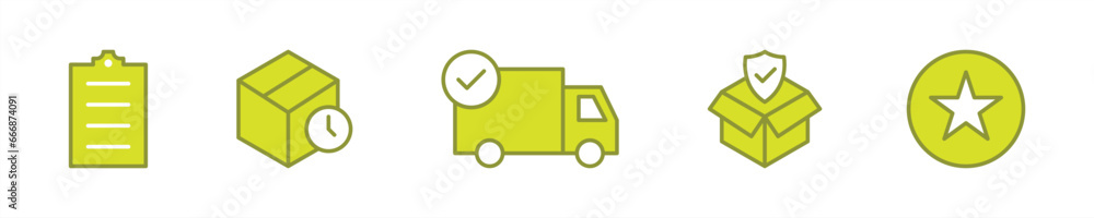 delivery icon set. shipping icon. order made, package, truck, sent, safe box, rating icon collections colorful. vector illustration delivery icon set. shipping icon. order made, package, truck, sent, safe box, rating icon collections colorful. vector illustration