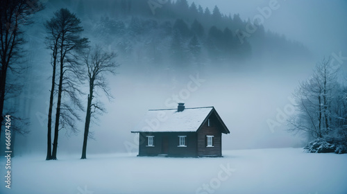 Winter Forest Wooden House
