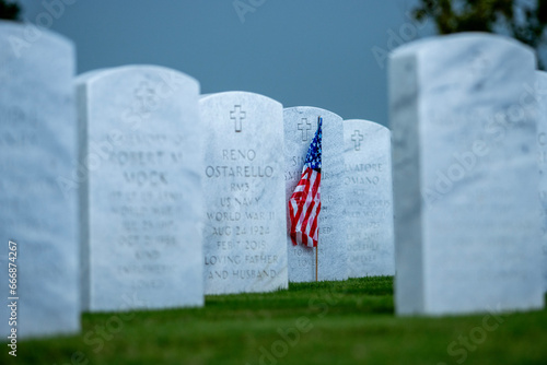 american flag on the cemetery