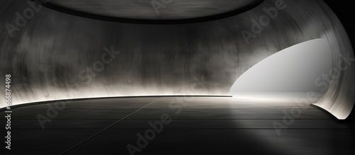 Architectural background depicting a smooth dark and empty interior through abstract concrete illustration in ing