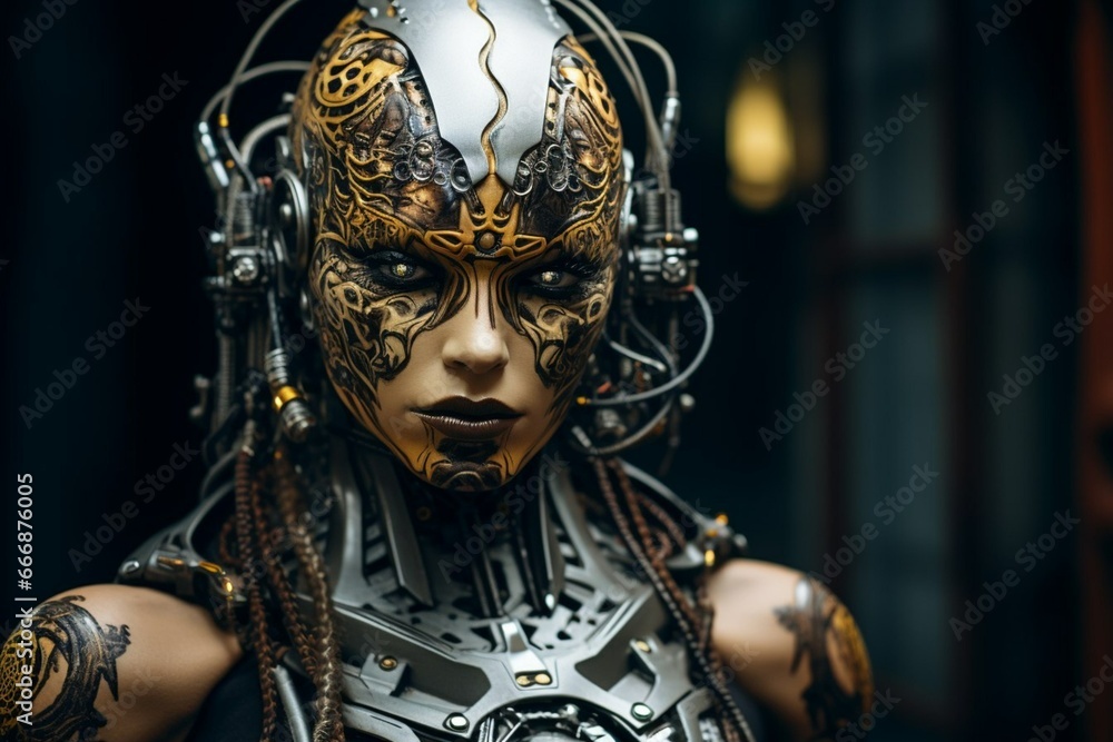 Artificial intelligence cyborg future concept