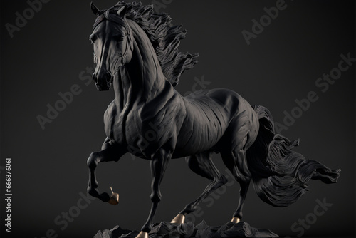 Big black horse paper statue