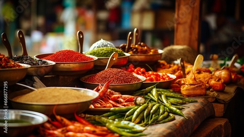 A local food market showcasing a variety of regional specialties