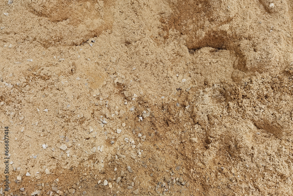 Close up of sand for construction. piles of sand on a construction site.