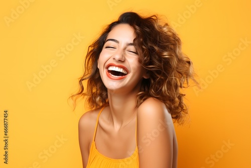 portrait of a woman on a yellow background