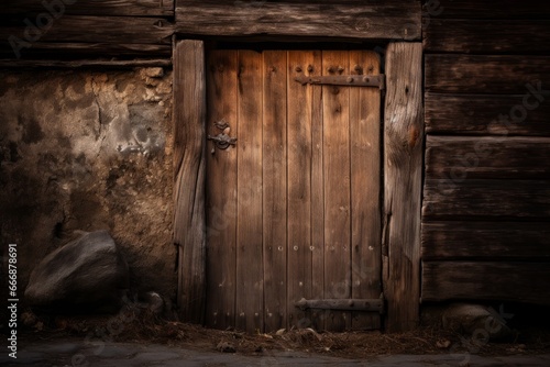 Creaky wooden door opening to reveal a hidden secret