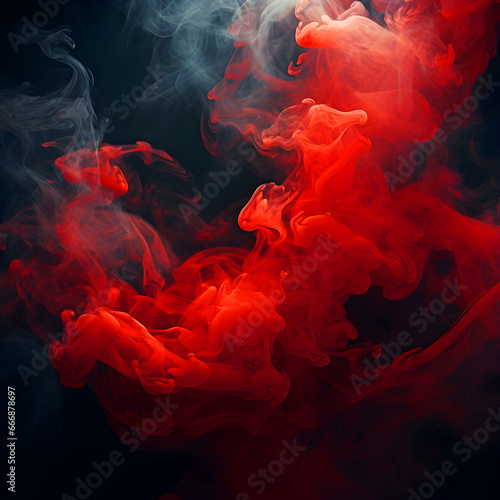 red smoke, fog or mist on dark background. Special effect composition.