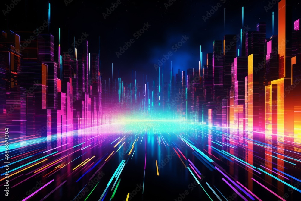 Digital data stream with neon colors. Futuristic, technology, information concept Digital data stream with neon colors. Futuristic, technology, information concept