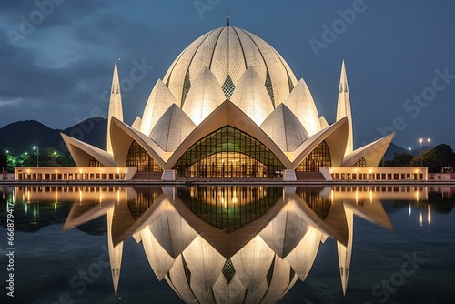 Iconic mosque in Islamabad. Generative AI photo