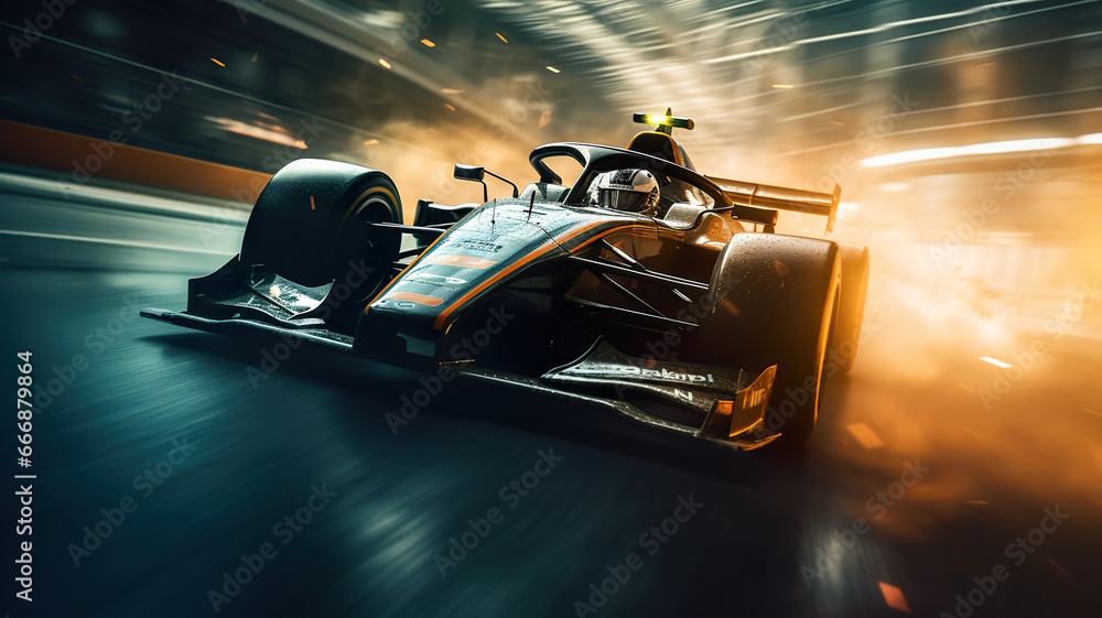 Sport racing car fast driving to achieve the champion dream