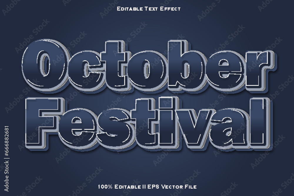 Fototapeta premium October Festival ditable Text Effect 3d Emboss Gradient