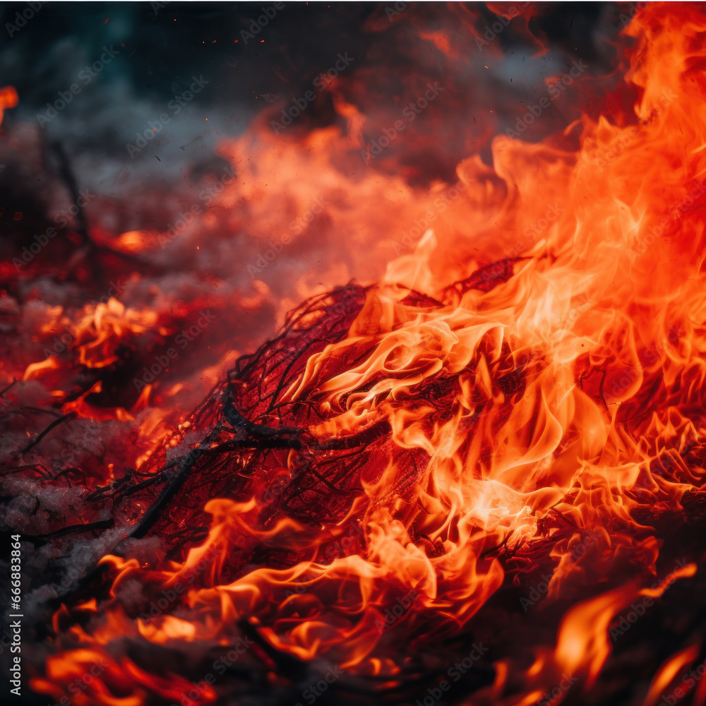 Fototapeta premium close up photo of fire, close-up shot of a burning fire