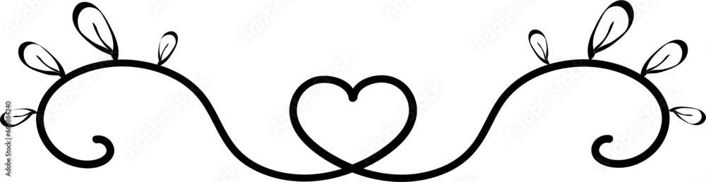 Floral line heart vector element Floral line heart vector element