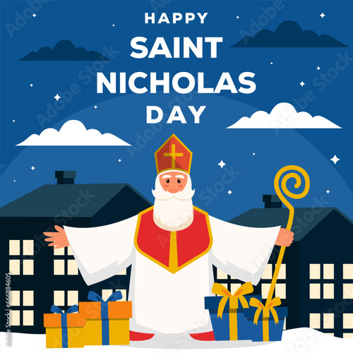 happy saint nicholas day illustration vector design