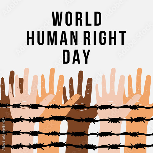 flat world human right day illustration with hands